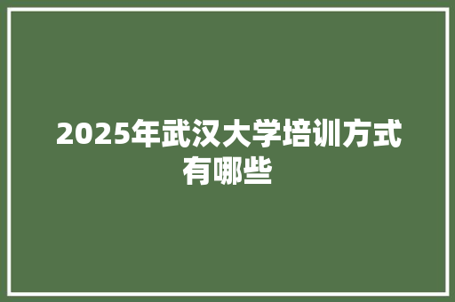 2025年武汉大学培训方式有哪些