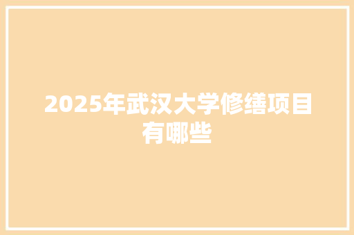 2025年武汉大学修缮项目有哪些