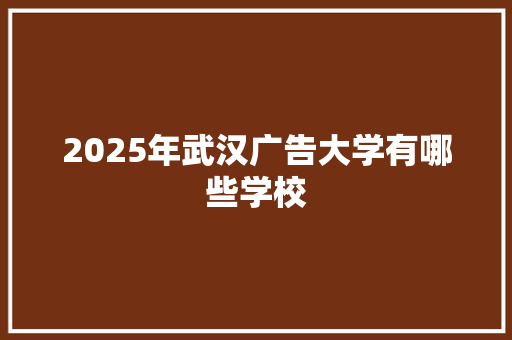 2025年武汉广告大学有哪些学校