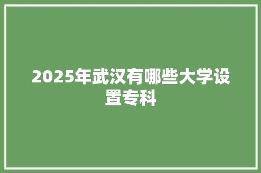 2025年武汉有哪些大学设置专科