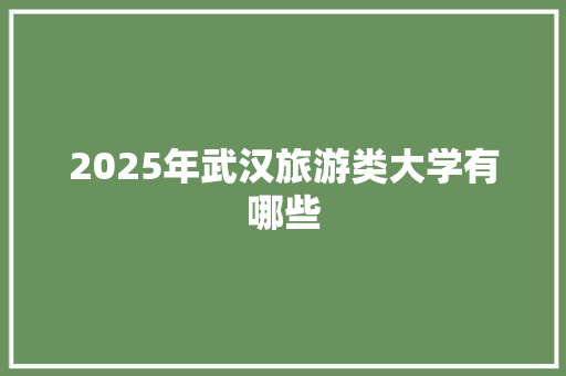 2025年武汉旅游类大学有哪些