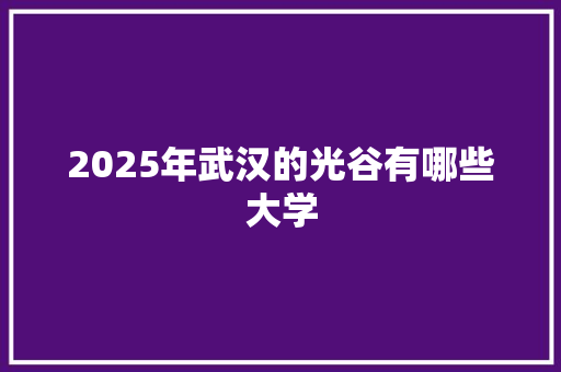 2025年武汉的光谷有哪些大学