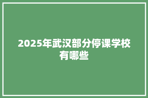 2025年武汉部分停课学校有哪些