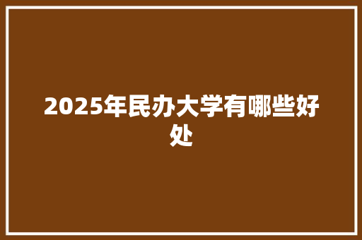 2025年民办大学有哪些好处