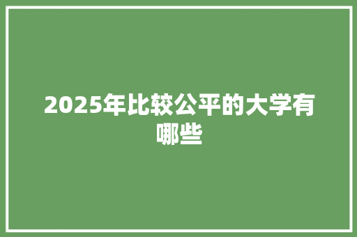 2025年比较公平的大学有哪些