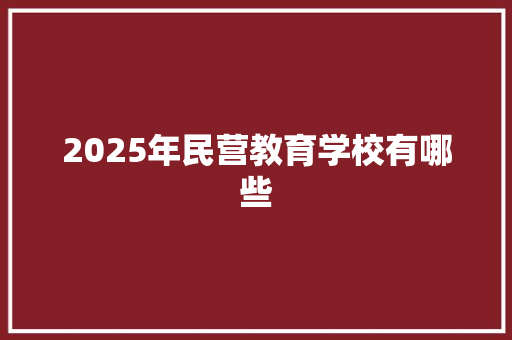 2025年民营教育学校有哪些
