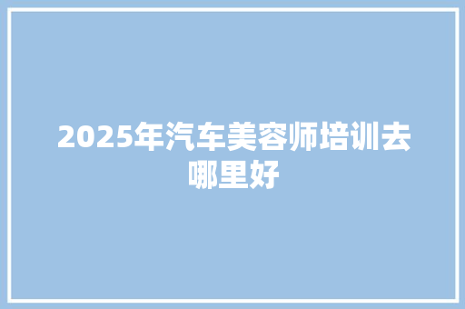 2025年汽车美容师培训去哪里好