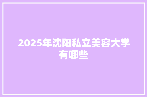 2025年沈阳私立美容大学有哪些