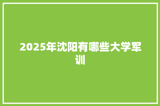 2025年沈阳有哪些大学军训
