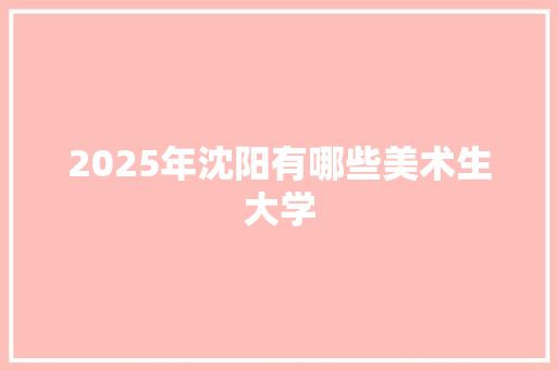 2025年沈阳有哪些美术生大学