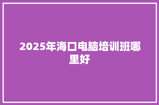 2025年海口电脑培训班哪里好