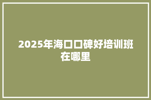 2025年海口口碑好培训班在哪里