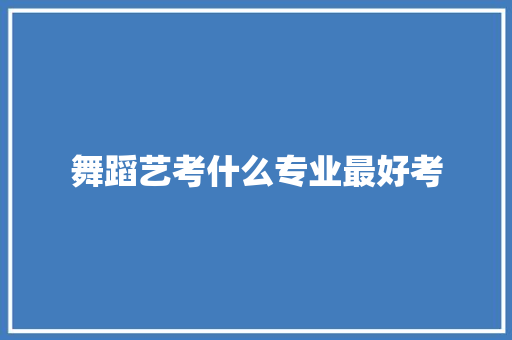舞蹈艺考什么专业最好考