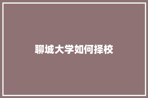 聊城大学如何择校