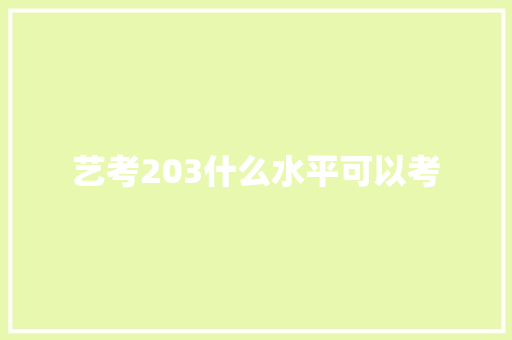 艺考203什么水平可以考