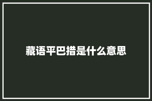 藏语平巴措是什么意思