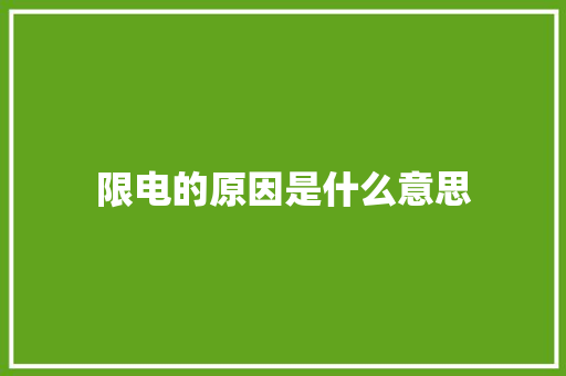 限电的原因是什么意思