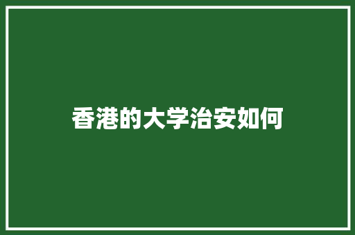 香港的大学治安如何