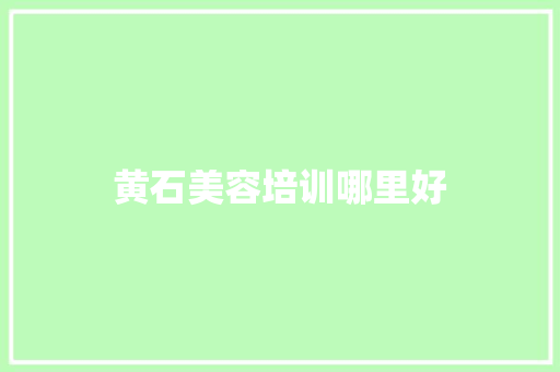 黄石美容培训哪里好