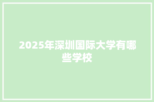 2025年深圳国际大学有哪些学校