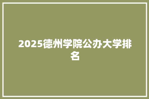 2025德州学院公办大学排名