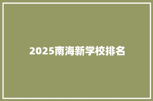 2025南海新学校排名