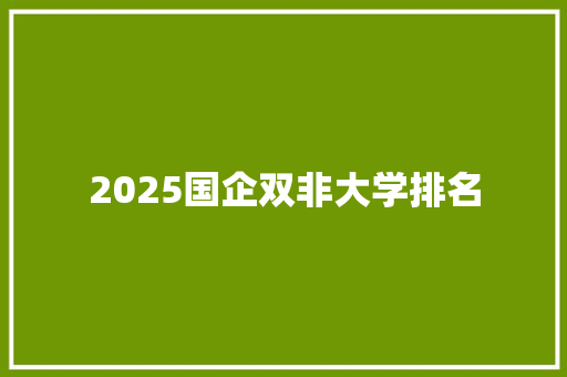 2025国企双非大学排名