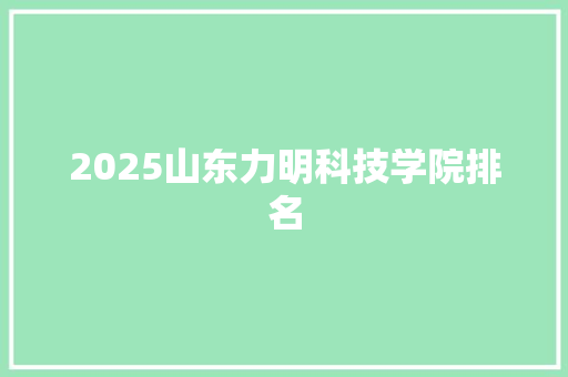 2025山东力明科技学院排名
