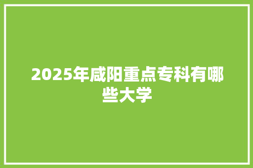 2025年咸阳重点专科有哪些大学