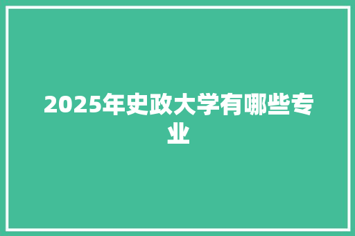 2025年史政大学有哪些专业