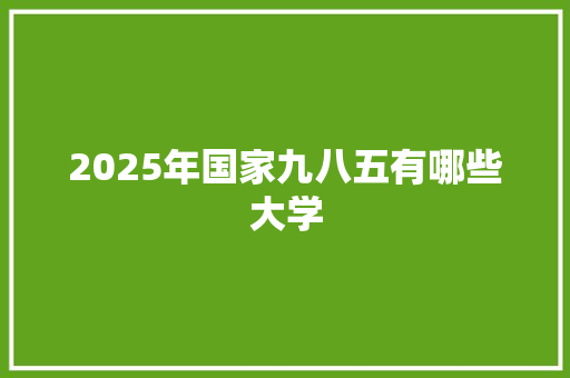 2025年国家九八五有哪些大学