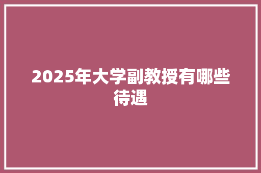 2025年大学副教授有哪些待遇 诗歌范文