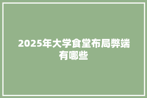 2025年大学食堂布局弊端有哪些