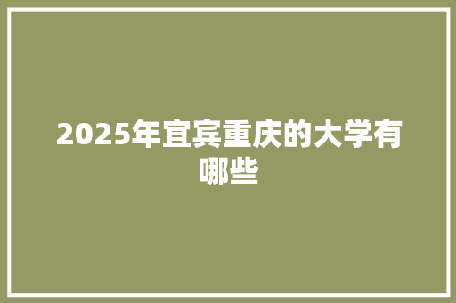 2025年宜宾重庆的大学有哪些