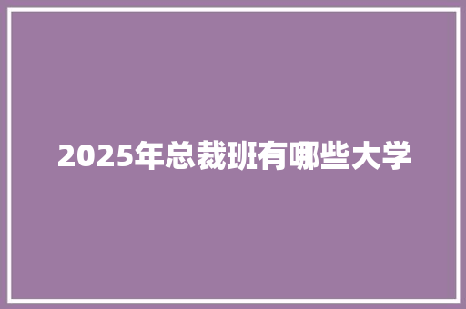 2025年总裁班有哪些大学