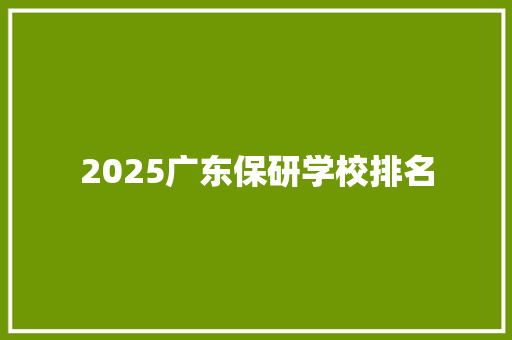 2025广东保研学校排名