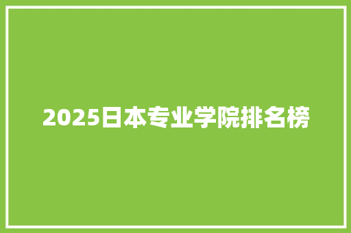2025日本专业学院排名榜