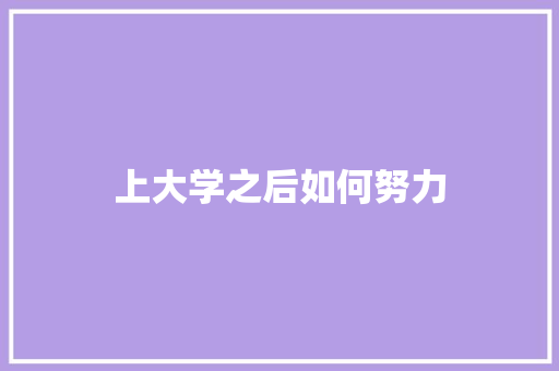 上大学之后如何努力