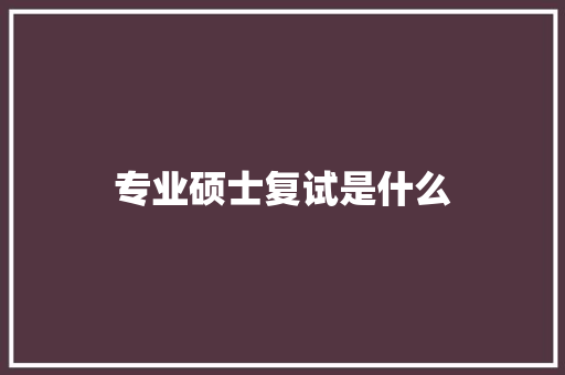 专业硕士复试是什么
