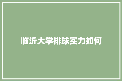 临沂大学排球实力如何