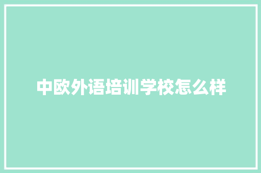 中欧外语培训学校怎么样