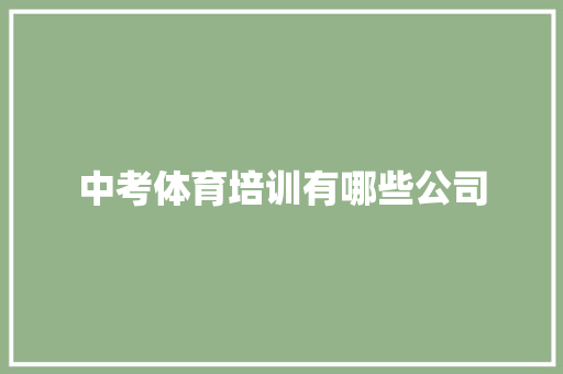 中考体育培训有哪些公司
