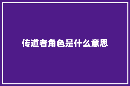 传道者角色是什么意思
