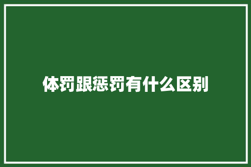 体罚跟惩罚有什么区别