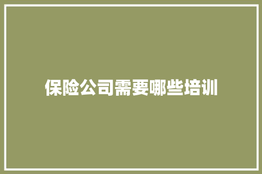 保险公司需要哪些培训