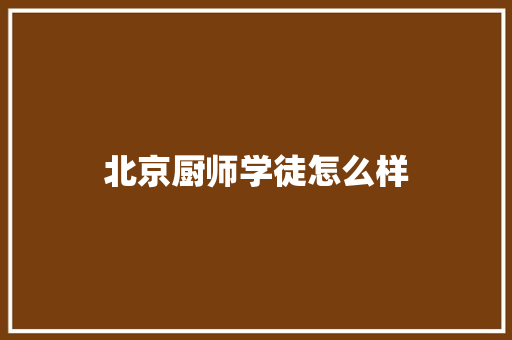 北京厨师学徒怎么样 记叙文范文