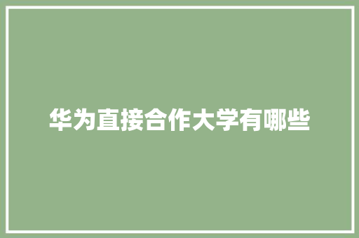 华为直接合作大学有哪些