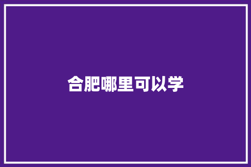 合肥哪里可以学