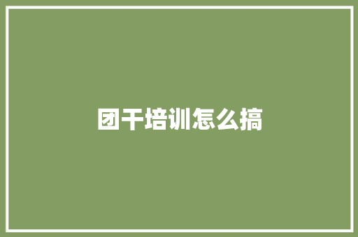 团干培训怎么搞