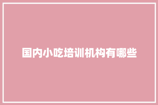 国内小吃培训机构有哪些
